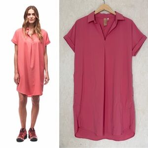 Indyeva Women’s Frivol Shirt Dress Shortsleeve Lightweight UPF 30+ in Pink L